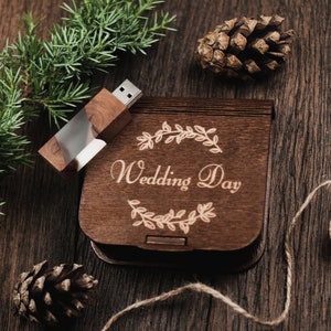 Personalized Wooden Wood USB Flash Drive Stick With Box | Walnut Maple | Wedding Anniversary Christening Birthday Gift - 8GB 16GB 32GB 64GB