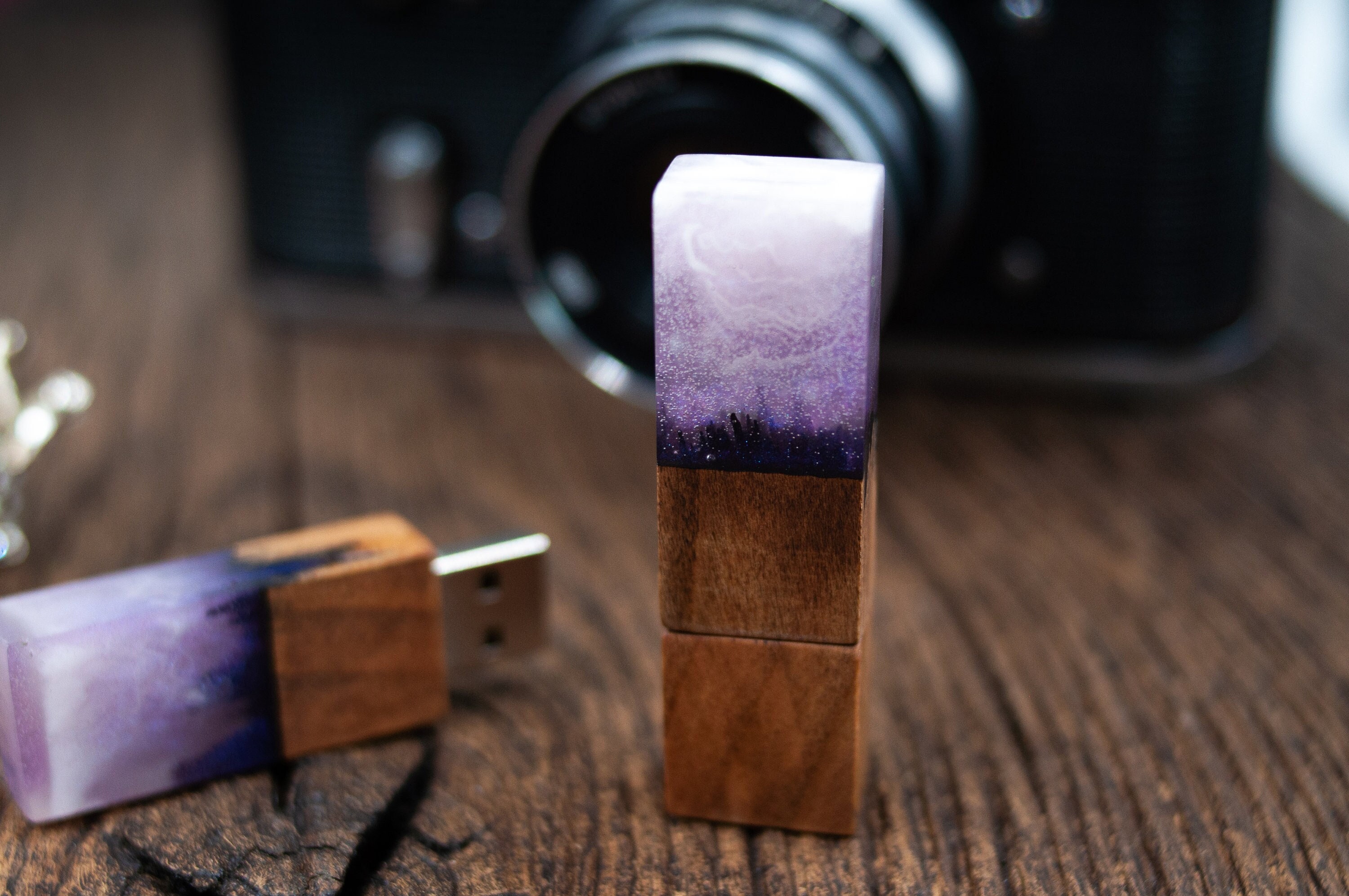 Memories usb 3.0 crystal purple flash drive with personalization | Memory card with engraving as a gift for wedding