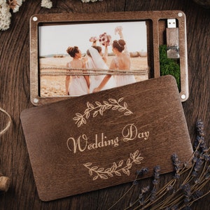 Photo box for wedding photos 4x6" and handmade usb 3.0 glass flash drive for photo gift