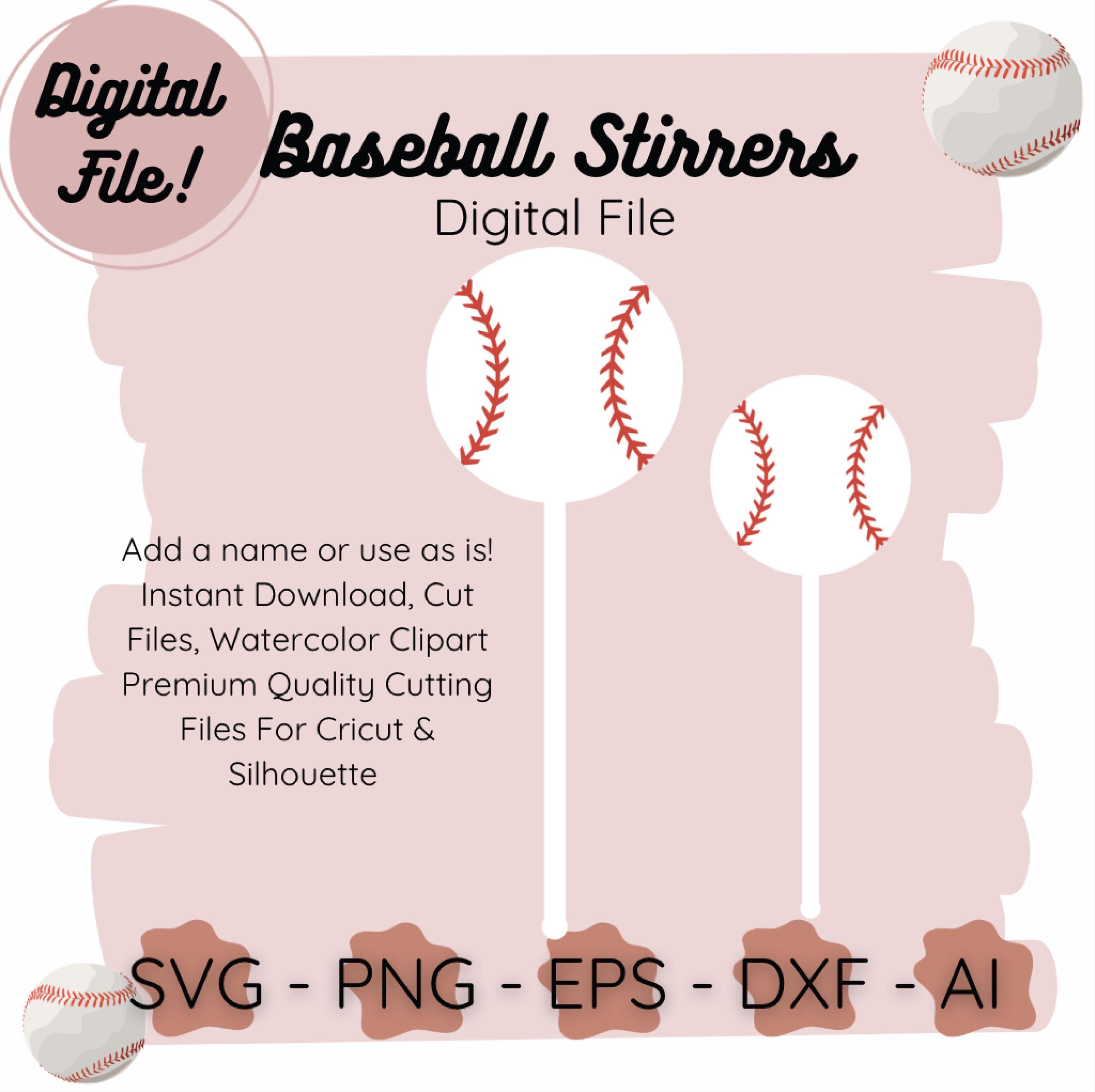 Baseball Drink Stirrers SVG Laser Cut Files – Customizable Party Stirrers Digital Cut File for Cricut, Silhouette, Engraving, Mug, Keyring -