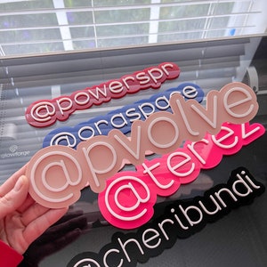 Large Physical 3D Business Watermark for your photos videos, Business Logo, Acrylic Desk name plate, 3D Business Social Signs, Social Media