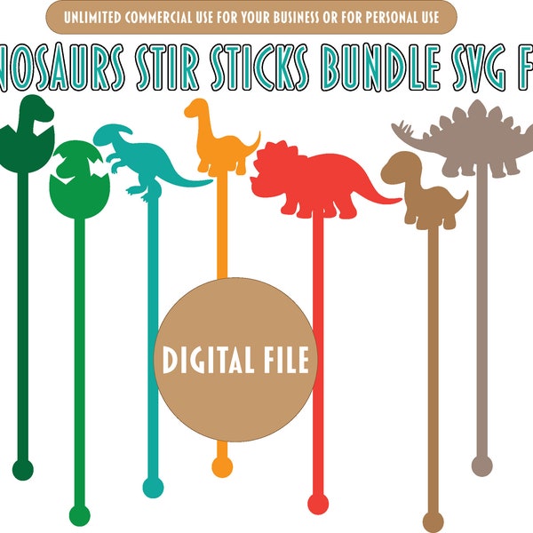 SVG Dinosaur Stir Sticks | T rex Stirrers svg file | Glowforge Dinosaurs svg file | Dinosaur Party Decorations Drink Mixer | Digital File |