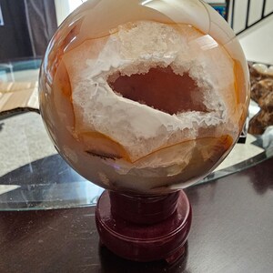 Stunning Carnelian sphere filled with druzy