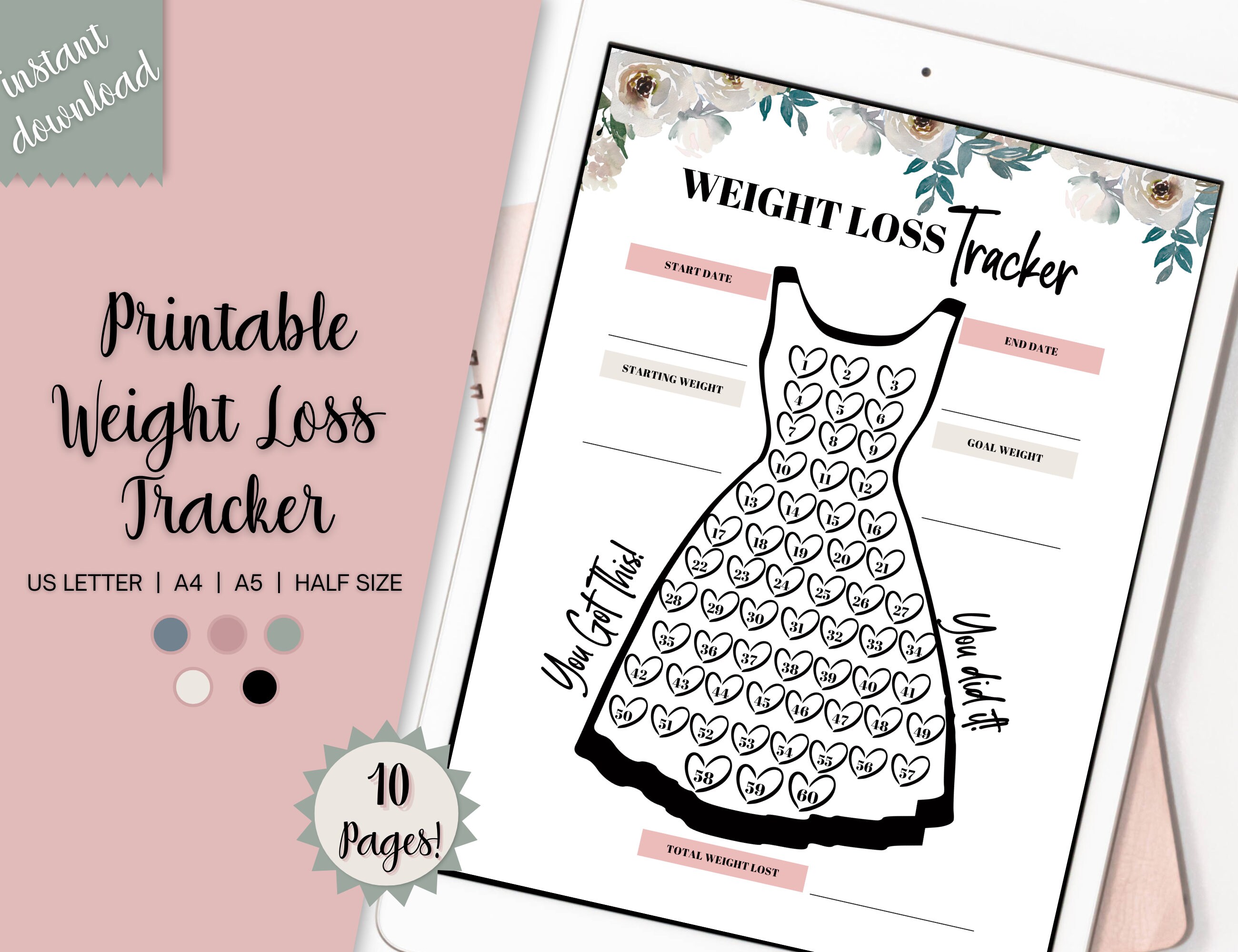 Black Dress Weight Loss Tracker for 20232024 Printable Etsy