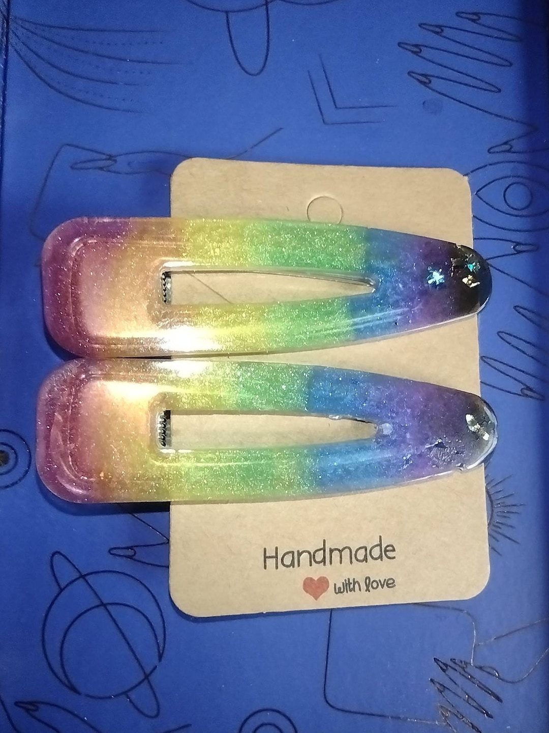 Pair of Rainbow Hair Clips Round Etsy