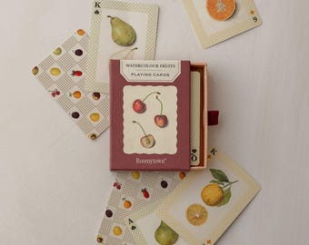 Watercolour Fruits Single Playing Card Deck | Fun Christmas Game for Family Nights & Stocking Fillers