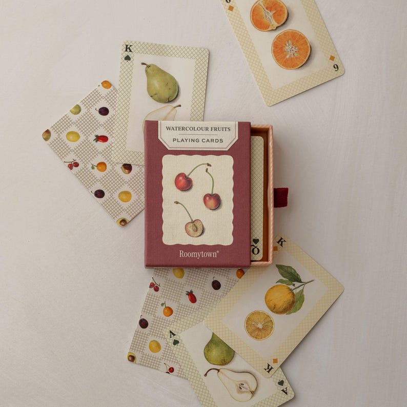 Watercolour Fruits Single Playing Card Deck | Fun Christmas Game for ...