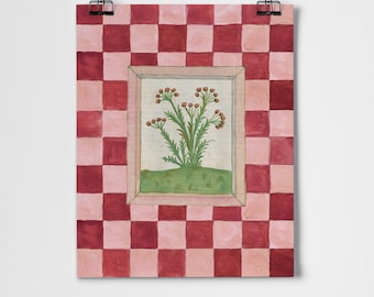 Book of Herbs Pink Check Fine Art Print | Gallery Wall Prints | Roomytown