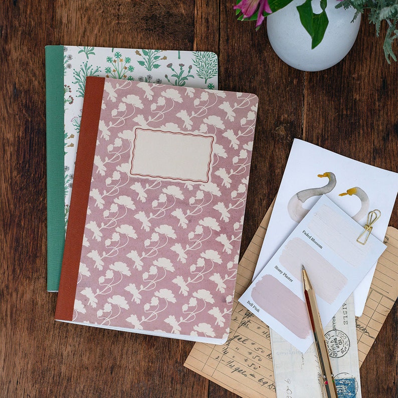 A5 Single Notebook - Philipp Otto Runge Pink Flowers