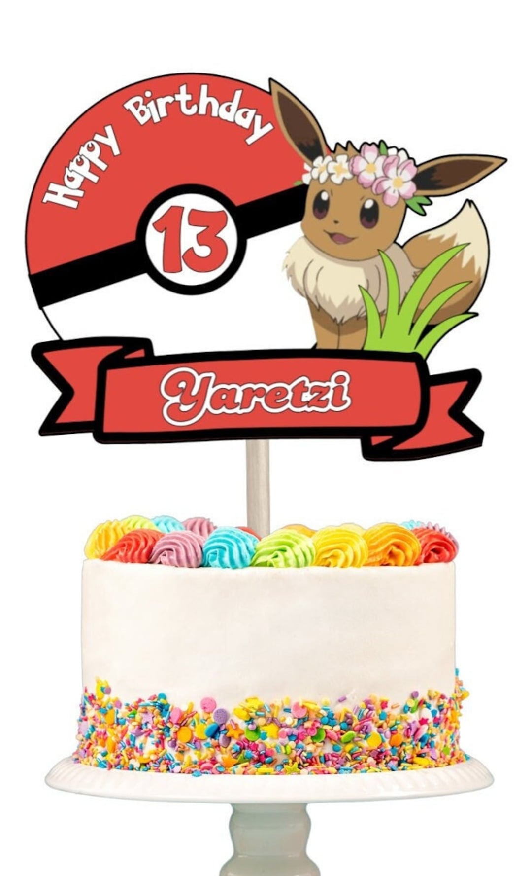 Eevee Caketopper, Pokemon Decorations, Eevee Birthday, Pokemon Party