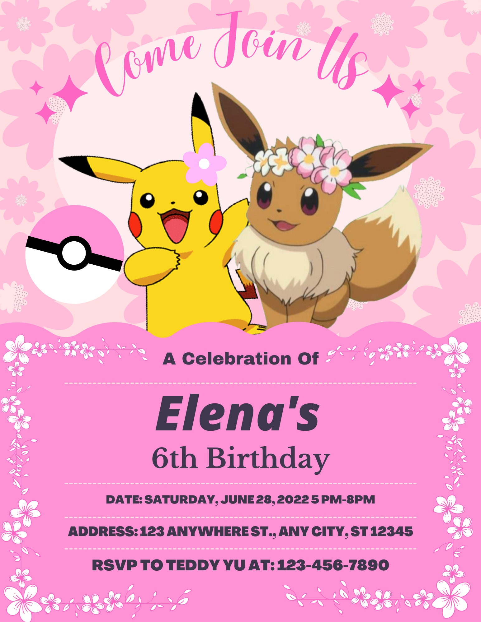 Invitaciones De Pokemon Para Imprimir Invitación Digital Pokémon