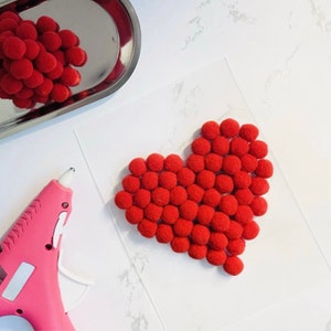 DIY Pom Pom Heart on 5" x 7" Acrylic Sheet Kit Set / Art, Craft Kit, Gift for Family, Kids, Friends, Birthday, Love