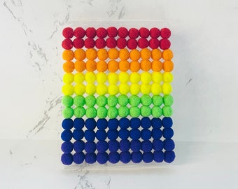 DIY Pom Pom Rainbow Stripes en 5 "x 7" Juego de láminas acrílicas / Arte, Kit de artesanía, Regalo para la familia, Niños, Amigos, Cumpleaños, Amor