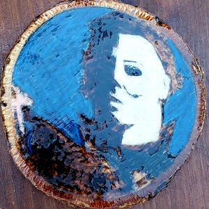 The Shape Halloween Pyrography Coaster/Decoration