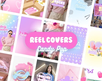 Pastel Pop Instagram Reel Cover Templates | Cute & Colorful Candy Pop Aesthetic | Kawaii Pastel Social Media Reel Covers | Canva Reel Covers