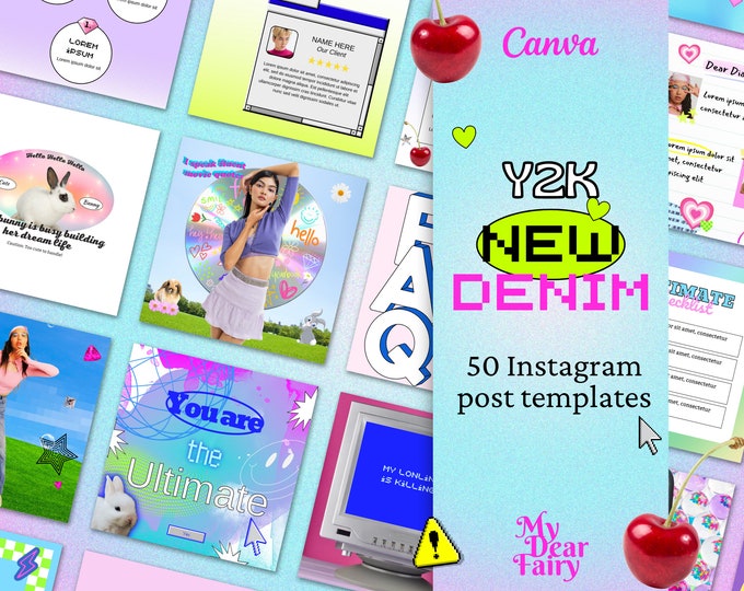 Y2K Instagram Template. Canva Template. 90s Nostalgia. Bright Blogger ...