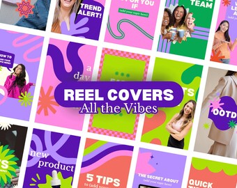 Colorful Reel Cover Templates, Bold Instagram Reel Covers, Canva Templates, Instagram Story, TikTok