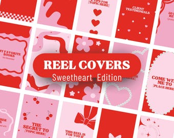 Pink Red Instagram Reel Covers, Coquette Canva Templates (15 Templates)