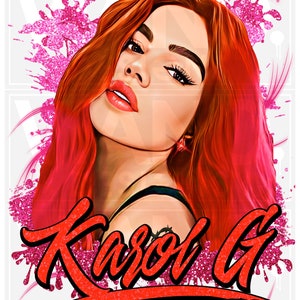 Karol G Red Hair Png Digital Download File Sublimation, Karol G PNG, Karol G Bichota PNG, Karol G dtf, Karol G PNG