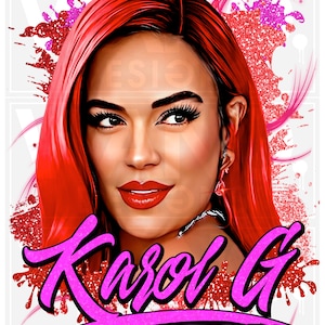 Karol G Red Hair Png Digital Download File Sublimation, Karol G PNG,   Karol G Bichota PNG, Karol G dtf, Karol G PNG