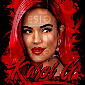Karol G Red Hair Png Digital Download File Sublimation, Karol G PNG, Karol G Bichota PNG, Karol G dtf, Karol G PNG