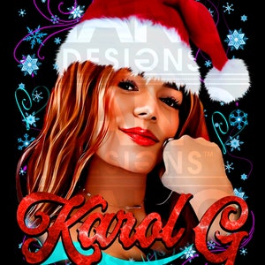 Karol G Navidad Cabello Rojo Png Descarga Digital Sublimación de Archivos, Karol G PNG, Karol G Bichota PNG, Karol G dtf, Karol G PNG