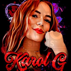 Karol G Red Hair Png Digital Download File Sublimation, Karol G PNG, Karol G Bichota PNG, Karol G dtf, Karol G PNG