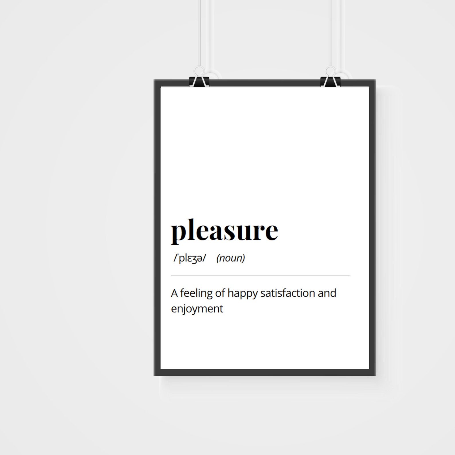 Pleasure Definition Wall Print Dictionary Definition Digital Etsy