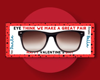 Printable Glasses Valentine Cards | Glasses Themed Valentines | Classroom Valentines | Valentine's Day Cards for Kids
