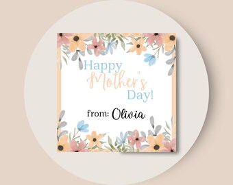 Mother's Day Gift Tags, Mother's Day Floral Tags, Mom Tags Printable, Mothers Day Printable