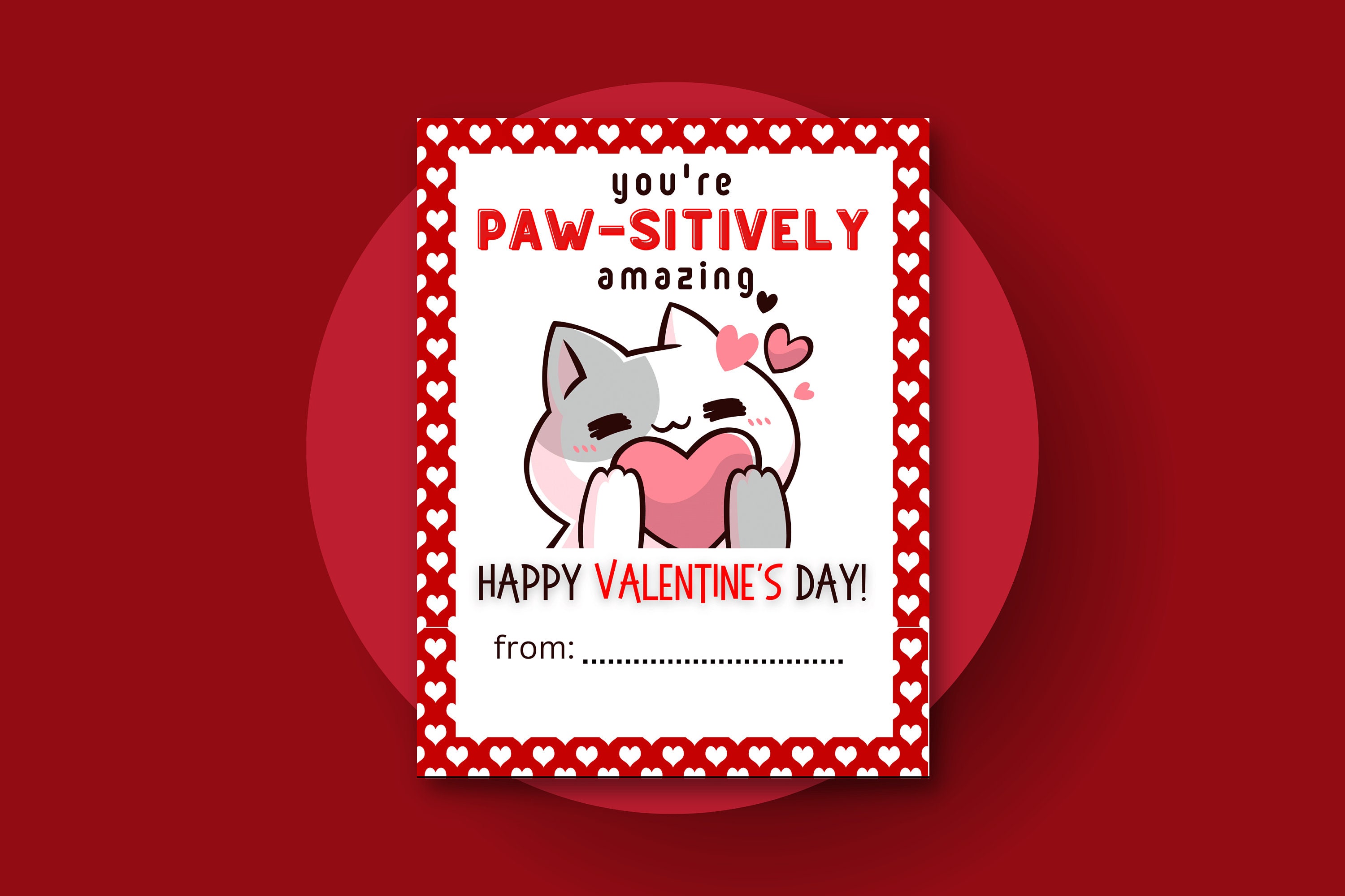Printable Cat Valentine's Day Cards | Classroom Valentine Cards | Cat ...