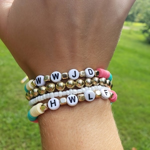 WWJD and HWLF bracelets/What Would Jesus do bracelet/He would love first bracelet/ Christian bracelets/ Stacker bracelets/ Jesus bracelets