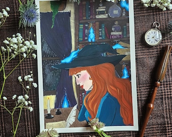 De bosgeesten en de heks - ORIGINELE gouache op papier