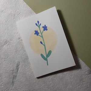 Handmade forget-me-not flower painted card | original greeting card | handmade card |  luxury card | all occasion notecard