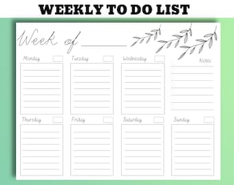 Planificador imprimible de lista de tareas semanales