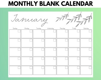 Blank Printable Calendar Cute Calendar Horizontal Printable Calendar ...