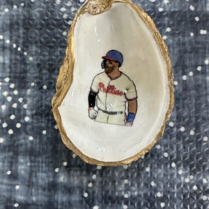 Oyster Shell Ring Dish, Hostess Gift, Graduation Gift, wedding favor, Decoupaged Shell, Bryce Harper, Philadelphia Phillies