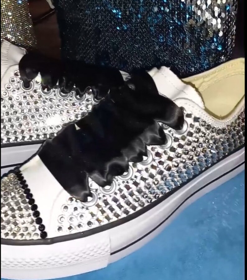 Custom Rhinestone Sneakers Etsy