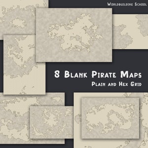 8 blanco piratenkaarten | Teken je eigen kaart voor TTRPG-spellen | wereldopbouw | dnd-kaart | Kinderpiratenfeest
