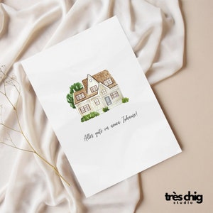 Cartolina "Nuova Casa" di Très Chig Studio, nuova casa, trasloco, trasloco, appartamento, idea regalo, presente, trasloco, insieme, trasloco