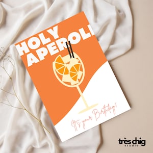 Postkarte "Holy Aperoli" von Très Chig Studio, Alkohol, Aperol Spritz, Getränke, lustiger Spruch, Postkarte, Geburtstag, Geschenkidee, süß