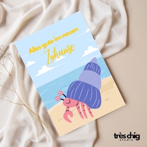 Carte postale "nouveau cancer maison" par Très Chig Studio, disparu, déménagement, idée cadeau, cadeau, plage, nouvelle maison, famille, amis, déménagement