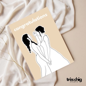 Postal “Wedding Women” de Très Chig Studio, boda, lesbiana, gay, queer, lgbtq, regalo, regalo, idea de regalo, jga, novia, novia, matrimonio