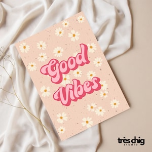 Ansichtkaart "Good Vibes" van Très Chig Studio Verjaardag, kaart, vrienden, bloemen, boho, hippie, cadeau-idee, goed humeur, beste vriendin, verrassing,