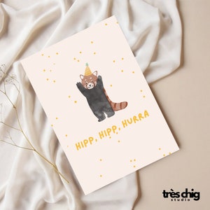 Cartão postal "Feliz Aniversário Panda" da Très Chig Studio, aniversário, feliz aniversário, ideia de presente, presente, quadril, viva, para você, para você