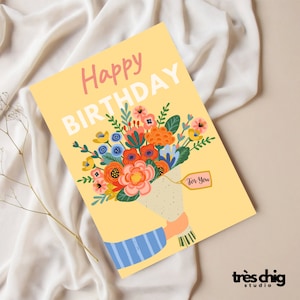 Cartolina "Buon Compleanno Fiori" di Très Chig Studio, compleanno, buon compleanno, idea regalo, regalo, mazzo di fiori, per te, per te
