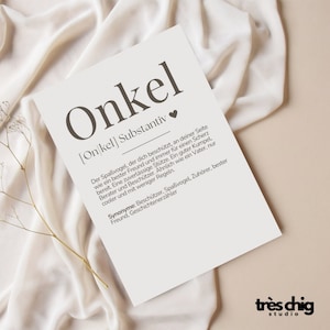 Carte postale "Définition Oncle" de Très Chig Studio pour remercier, anniversaire, cadeau, famille, ami, personne préférée, idée cadeau, proche