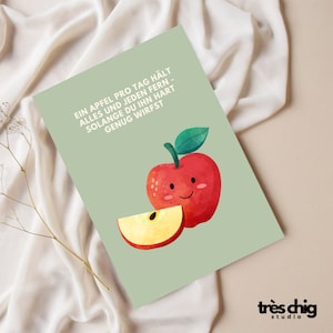 Postkarte "ein Apfel hält jeden fern" von Très Chig Studio, werfen, lustige Karte, Geschenkidee, Geburtstag, alleine, böse, Freunde, BFF