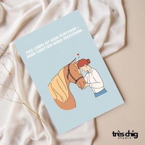 Carte postale "La vie n'est pas une ferme de poneys" de Très Chig Studio, anniversaire, idée cadeau, cadeau, mignon, équitation, cheval, poney, cheval, fille