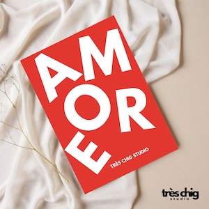 Postal "Amore" de Très Chig Studio, idea de regalo, regalo, amor, amor, matrimonio, boda, San Valentín, aniversario, regalo, novia,